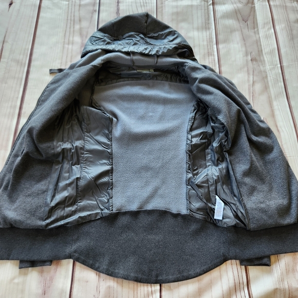 Athleta "Down to Town" Down Sweatshirt Jacket Asymmetrical Grey, Women's Size XS - Picture 8 of 12